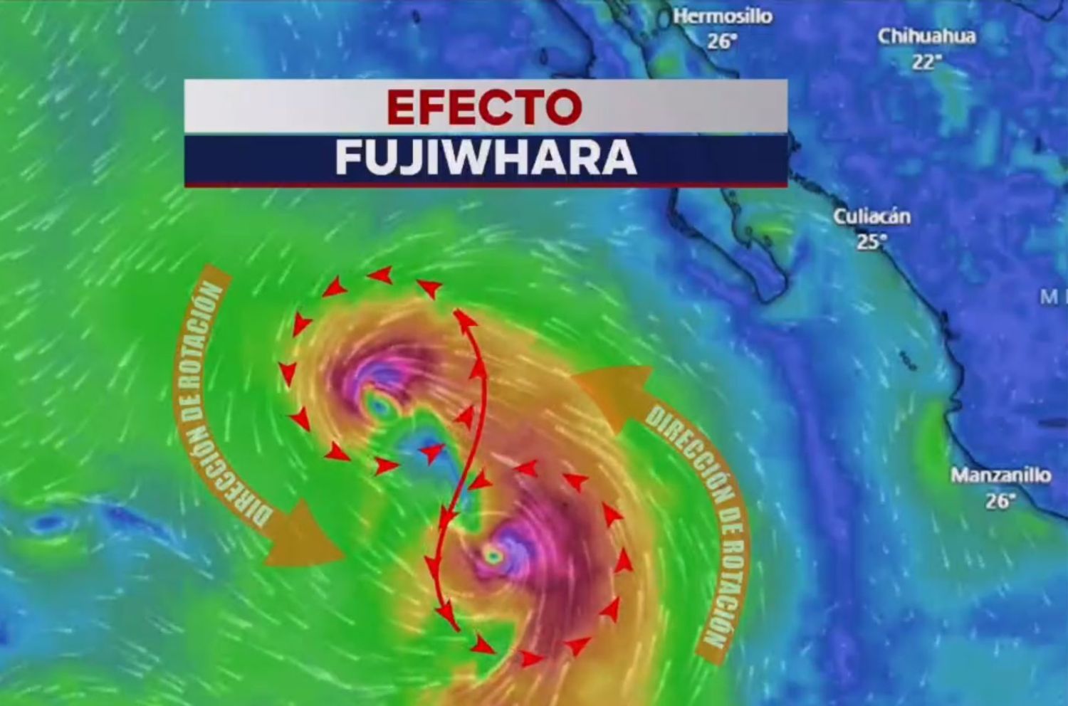 Tormenta Fabio y Emilia podrían provocar efecto Fujiwhara