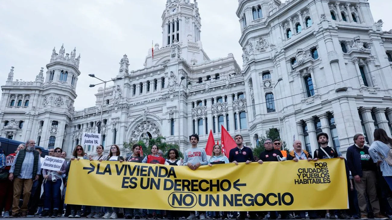 Protestan en Madrid contra alto precio de renta de viviendas
