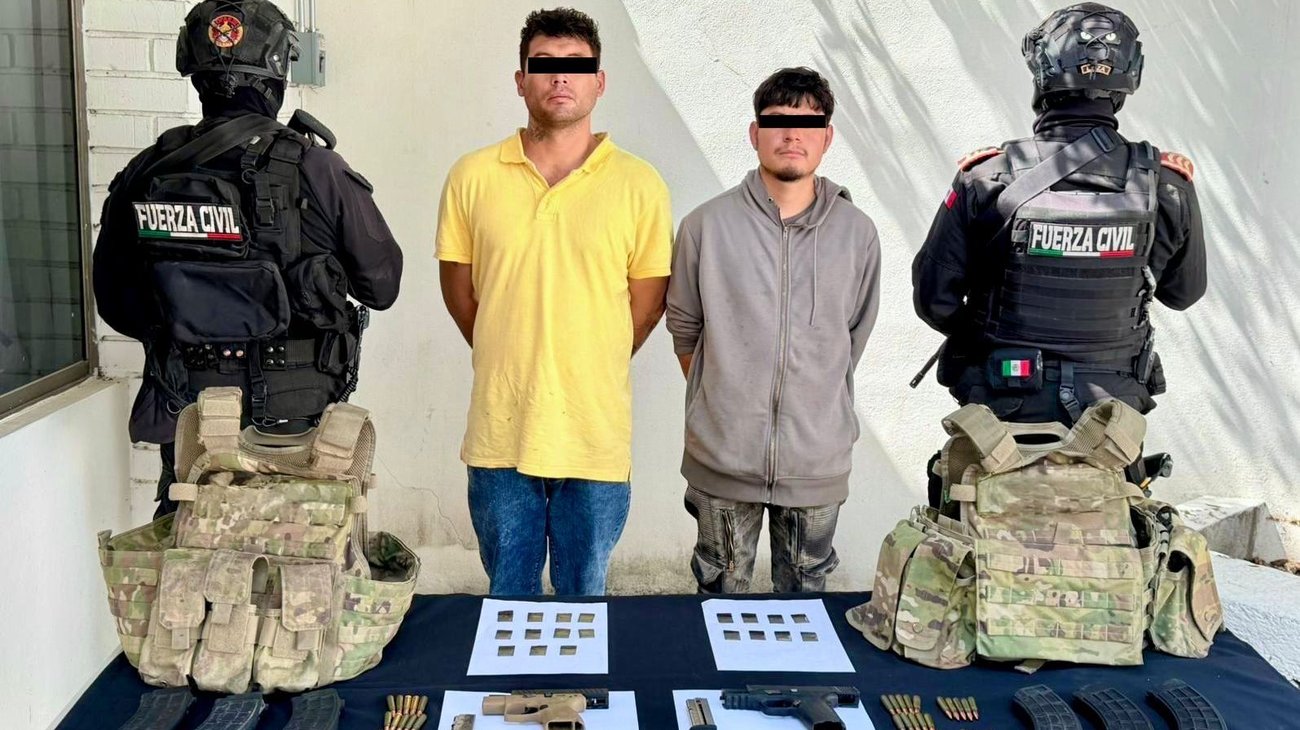 Detienen a hombres armados; les aseguran droga y ponchallantas