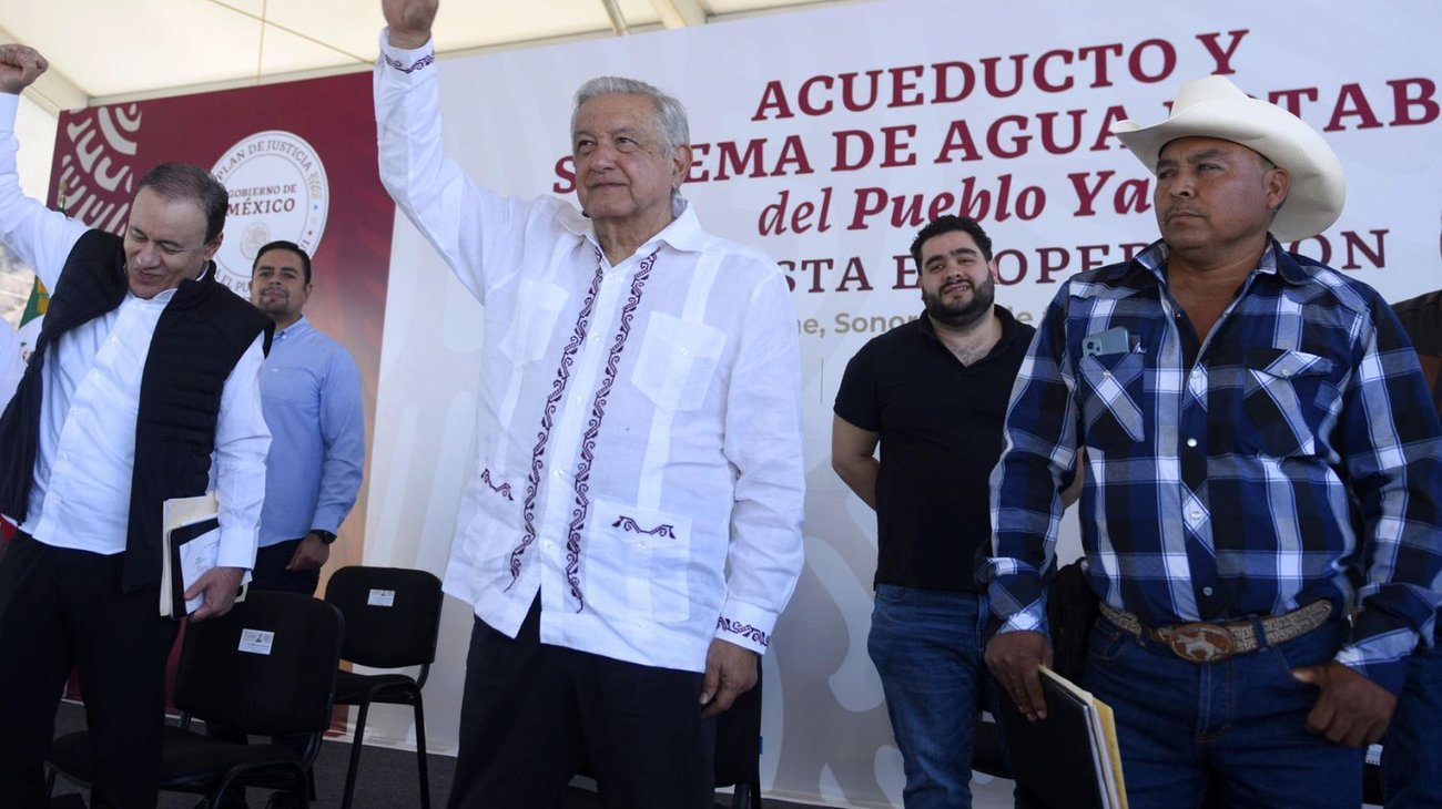 AMLO inaugura obra que llevará agua al pueblo Yaqui