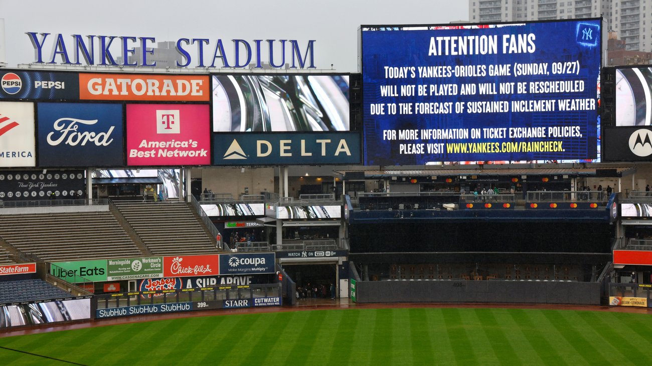 Cancelan por lluvia el último juego entre Yankees y Orioles