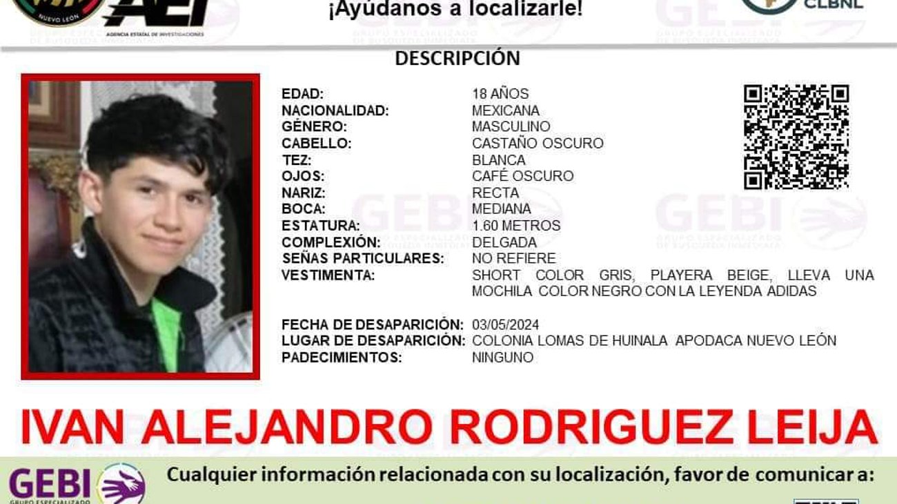 ¡Ya apareció! Joven reportado como desaparecido en Apodaca