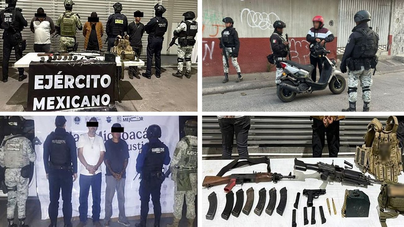 Caen 16 presuntos criminales con 1,600 cartuchos en Michoacán