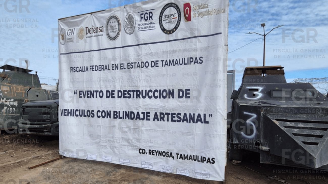 Autoridades destruyen 18 vehículos 'Monstruo' en Tamaulipas