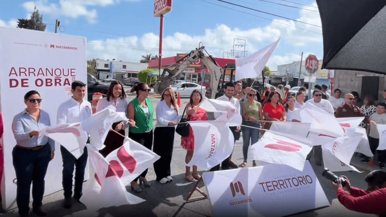 Alberto Granados inicia obras de drenaje en Matamoros