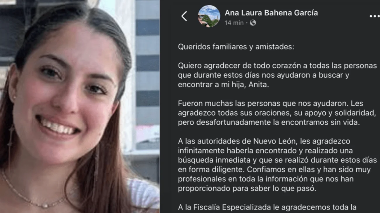 Mamá de Ana Carolina dedica mensaje a su hija en redes sociales