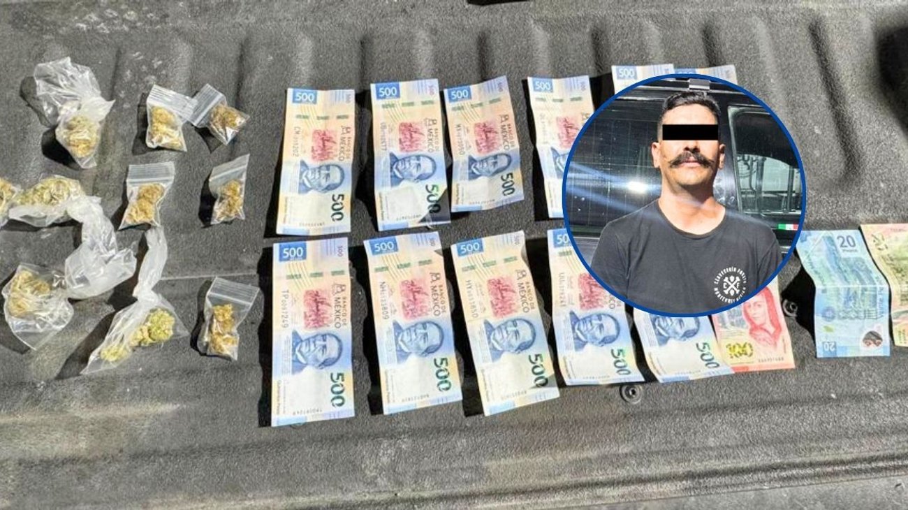 Detienen a hombre con droga y efectivo en el Centro de Monterrey