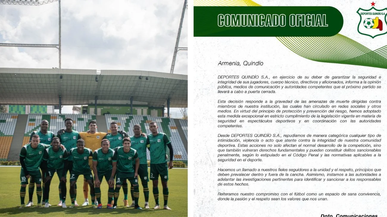 Jugará Quindío a puerta cerrada tras amenazas a jugadores