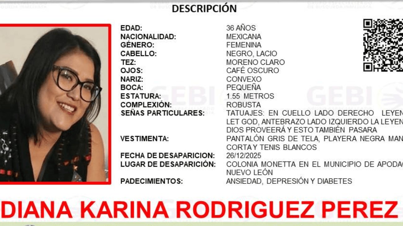 Desaparece Diana Karina tras salir de su trabajo en Apodaca