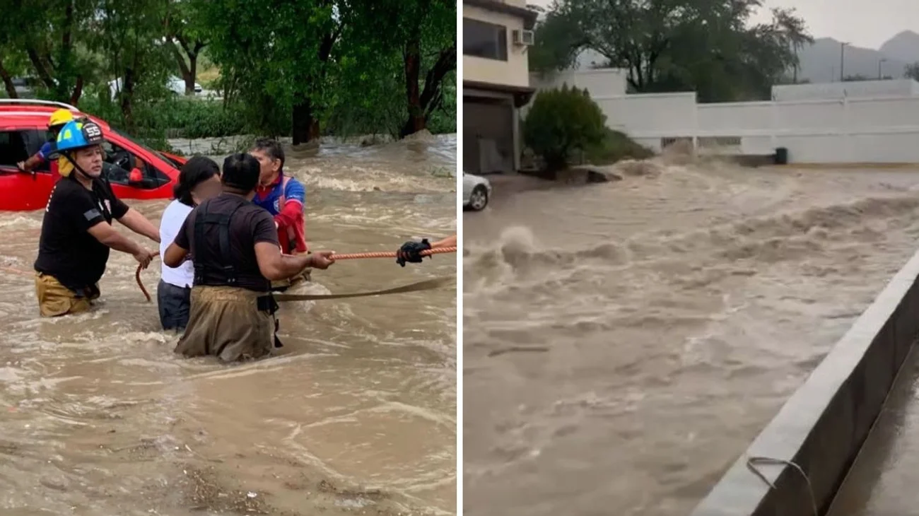 Fuerte lluvia provoca caos en Victoria y rescatan a familia  