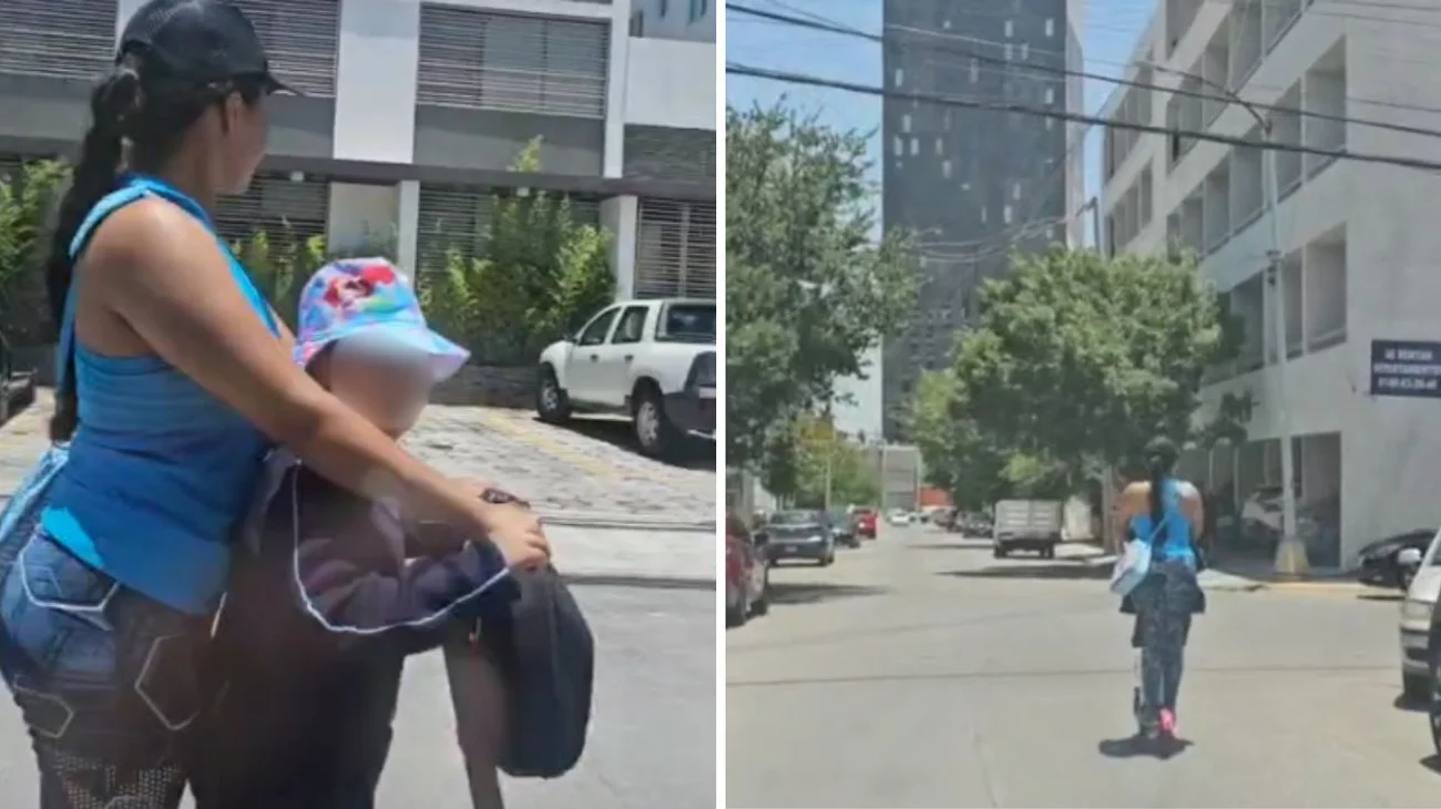 Mujer pone en riesgo su vida y la de menor al viajar en scooter