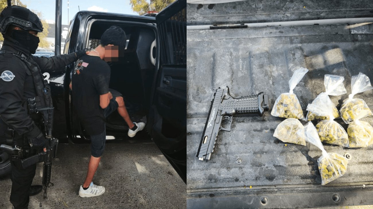 Detienen a menor de edad con arma de fuego y droga