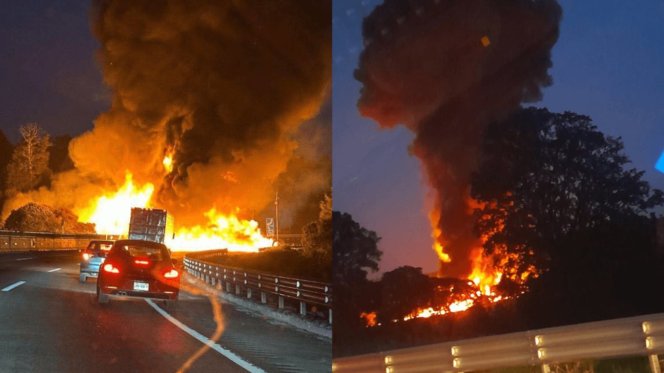 Buscan a chofer de pipa tras explosión en carretera México-Puebla