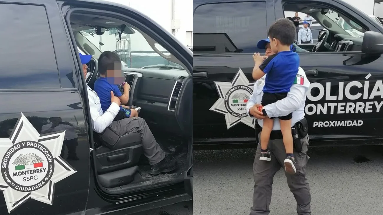 Policías de Monterrey rescatan a menor abandonado en iglesia