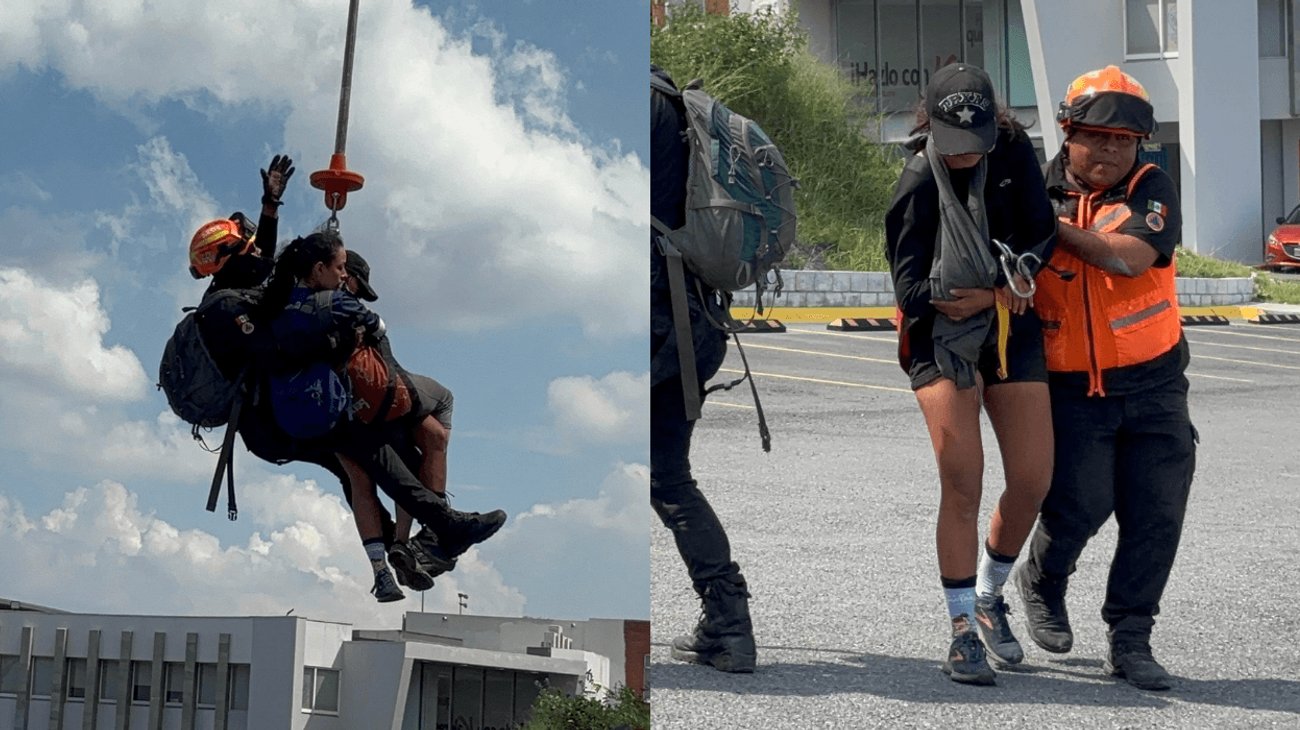 Rescatan a mujer por vía aérea en el Cerro de las Mitras