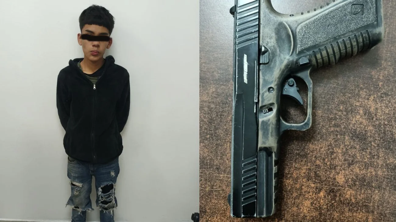 Detienen a joven asaltante con réplica de pistola en Escobedo