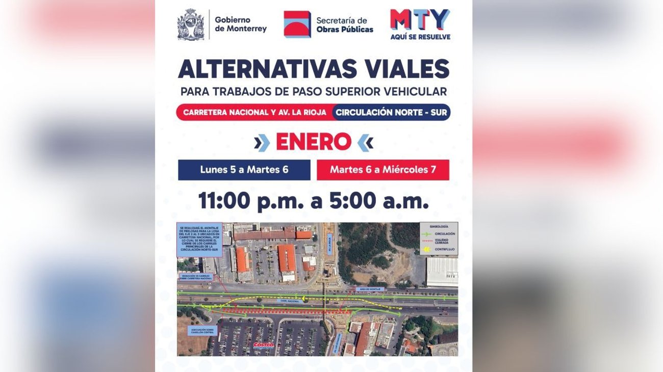 Habrá cierres nocturnos en Carretera Nacional por obras