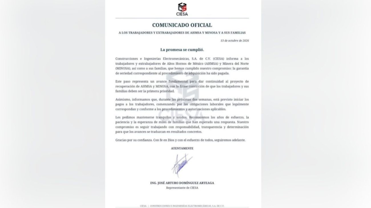 AHMSA, sin constancia del depósito de la garantía de subasta