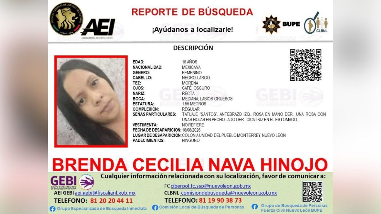 Buscan a joven en Monterrey; avisa que iba a su casa y no regresó