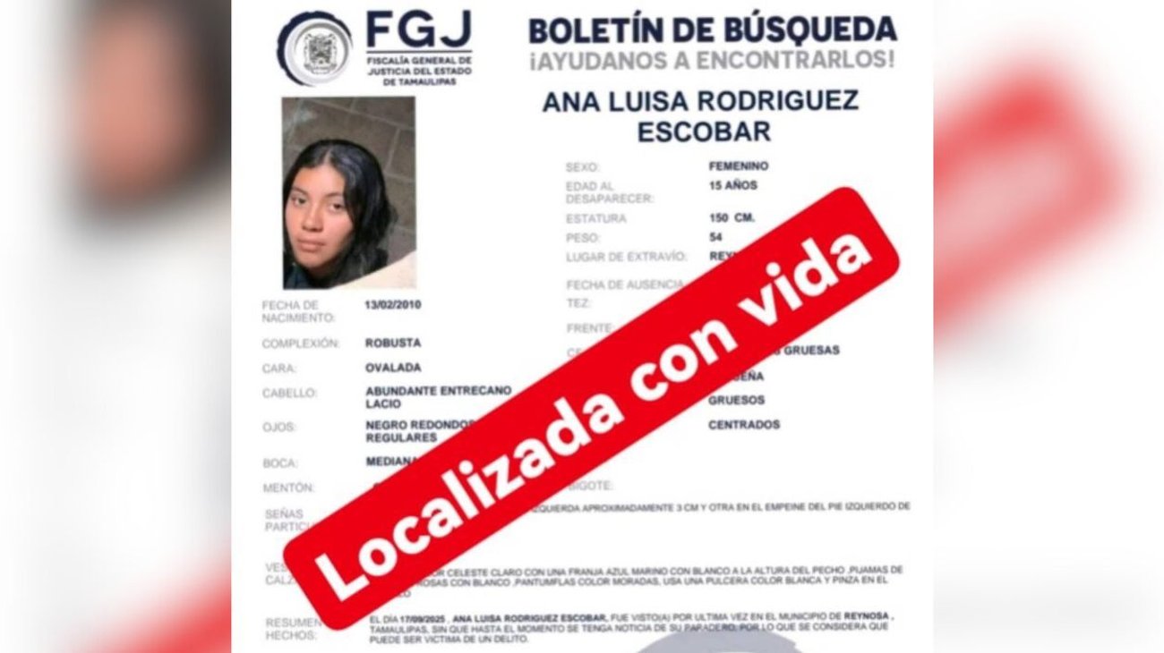 Localizan con vida a Ana Luisa, la jovencita desaparecida