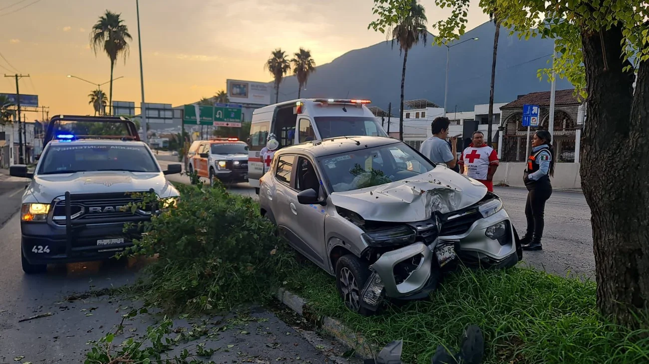 Conductor choca contra árbol en la Av. Alfonso Reyes