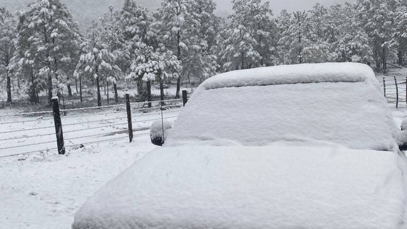 Tormenta invernal deja nieve en 13 municipios de Chihuahua