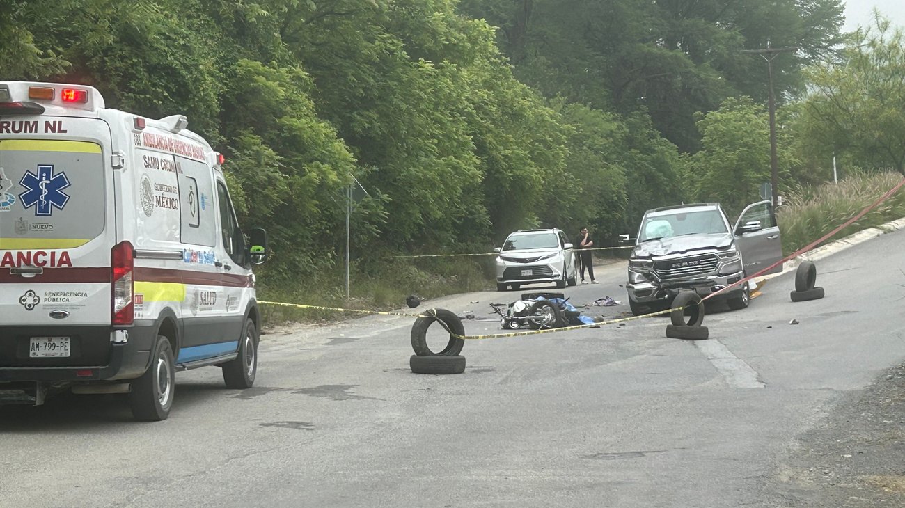 Motociclista muere tras choque frontal al sur de Monterrey