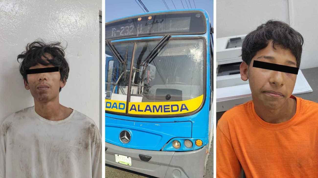 Detienen a menores por vandalismo a camión urbano en Escobedo