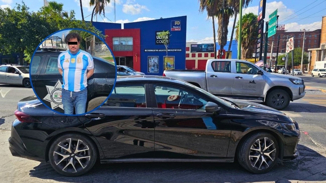 Viajaba en vehículo con placas 'colgadas' en Monterrey
