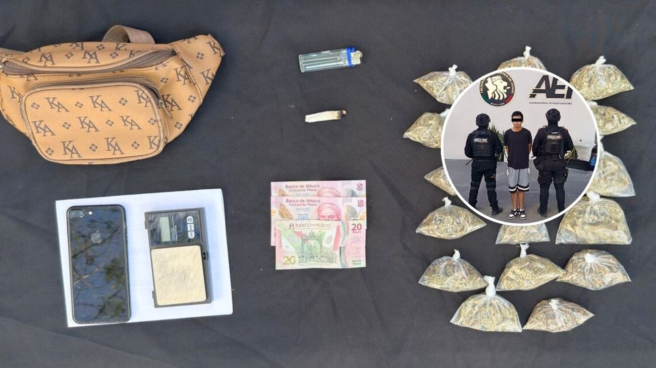 Detienen a joven con drogas en Guadalupe; iba acompañado de menor