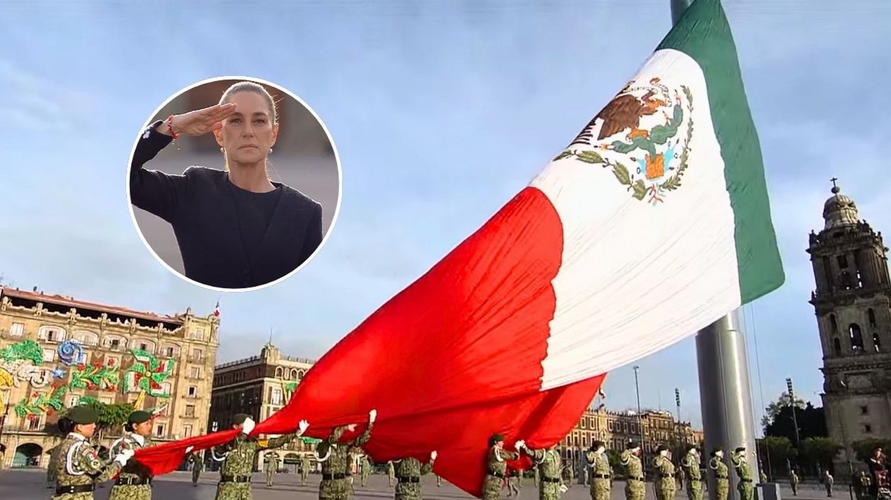 Claudia iza bandera en memoria de víctimas de sismos 1985 y 2017