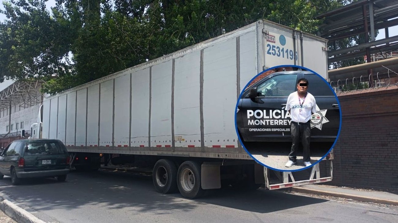 Detienen a hombre con tráiler robado en Monterrey