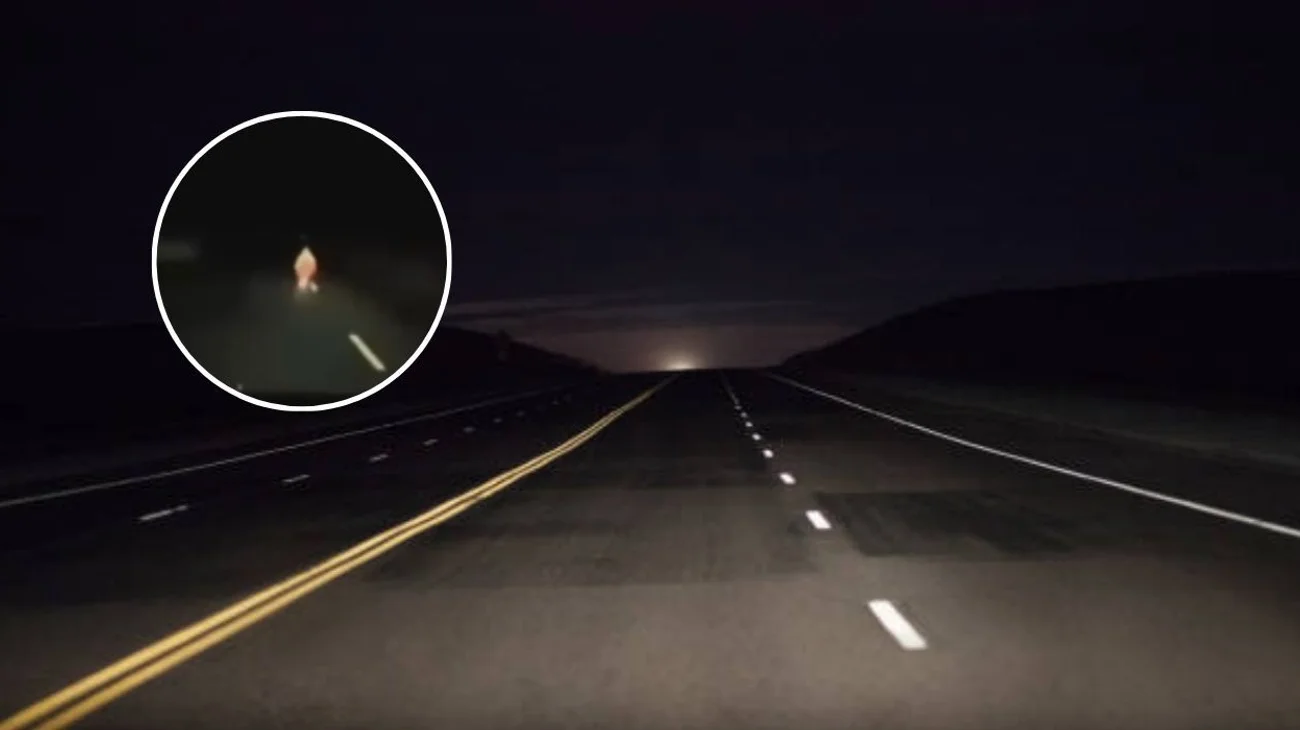 Niño persigue a conductor en medio de la noche en carretera