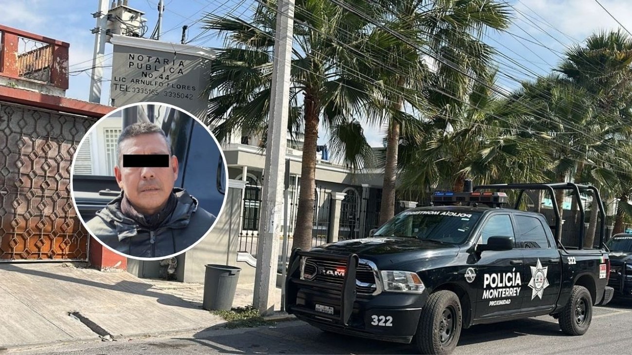 Hombre intenta robar caja fuerte de notaría en Monterrey