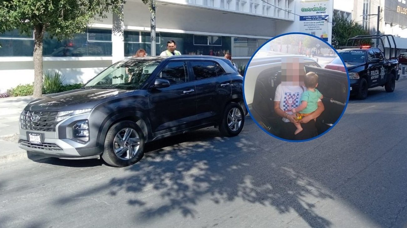 Rescatan a bebé encerrado en una camioneta en Monterrey