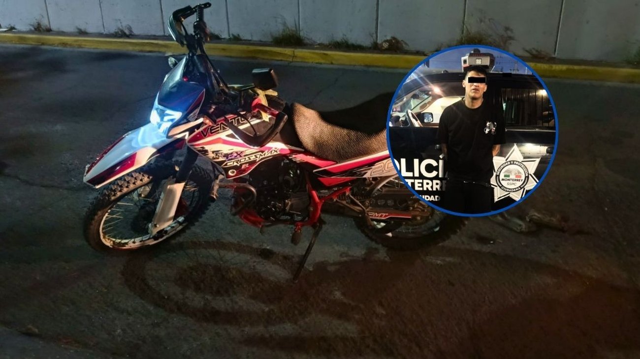 Detienen a hombre con droga y motocicleta robada en Mitras Centro