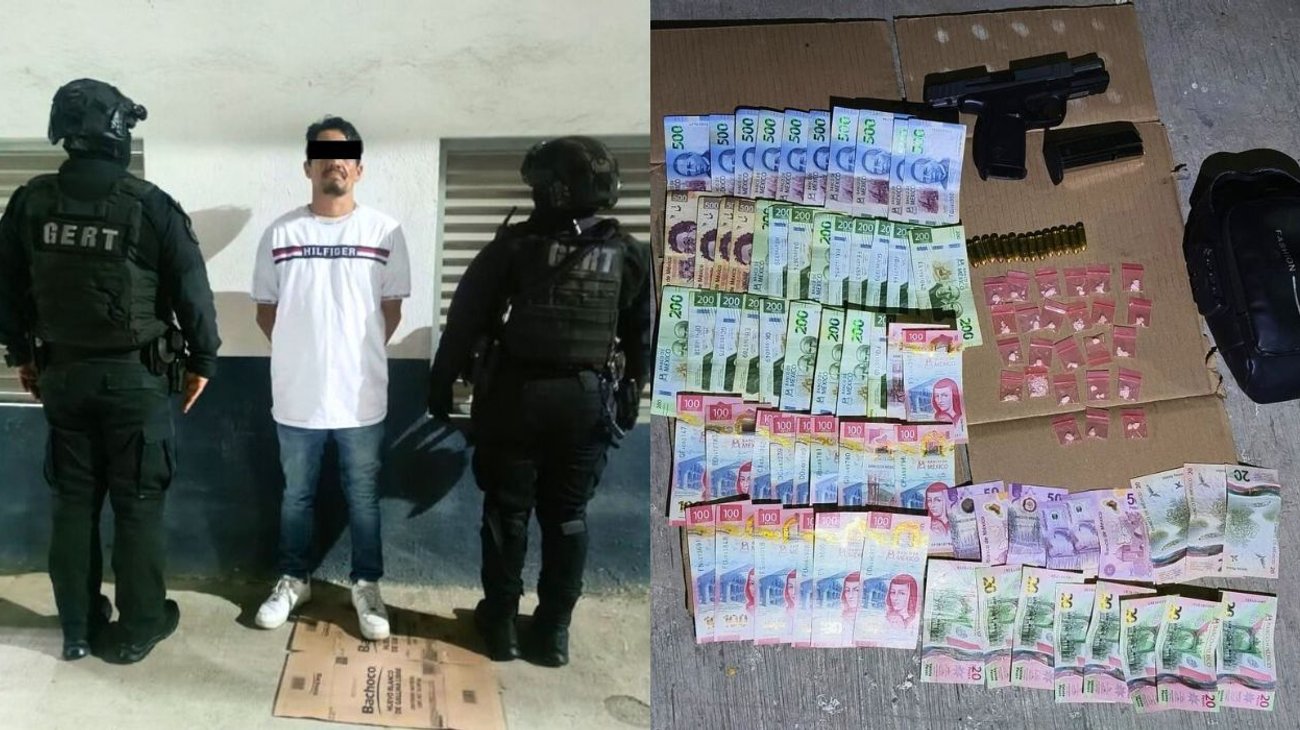 Cae hombre armado y con droga en Santa Catarina