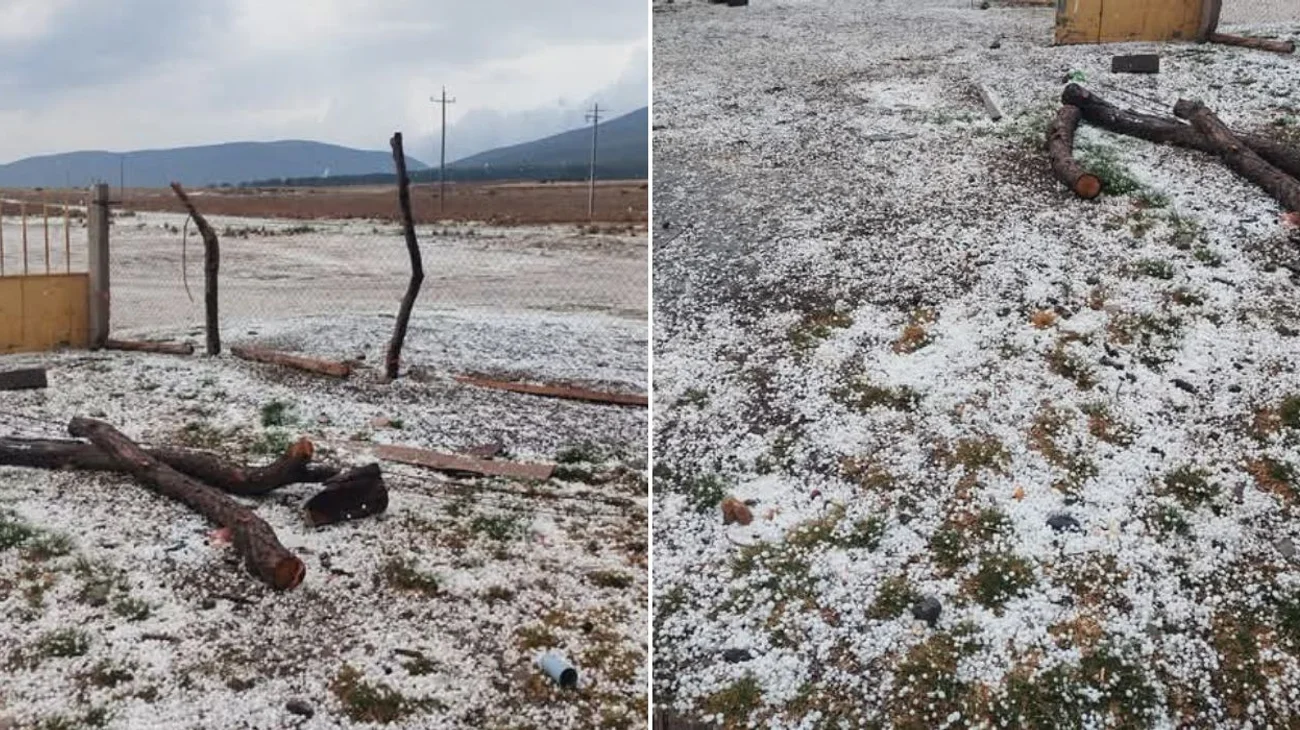 Sigue granizo al sur del estado; ahora cae granizo en Aramberri