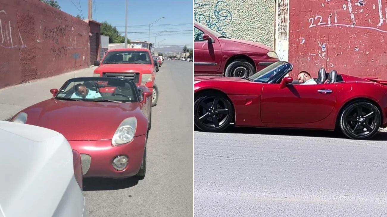 Hombre se queda dormido al volante de su convertible