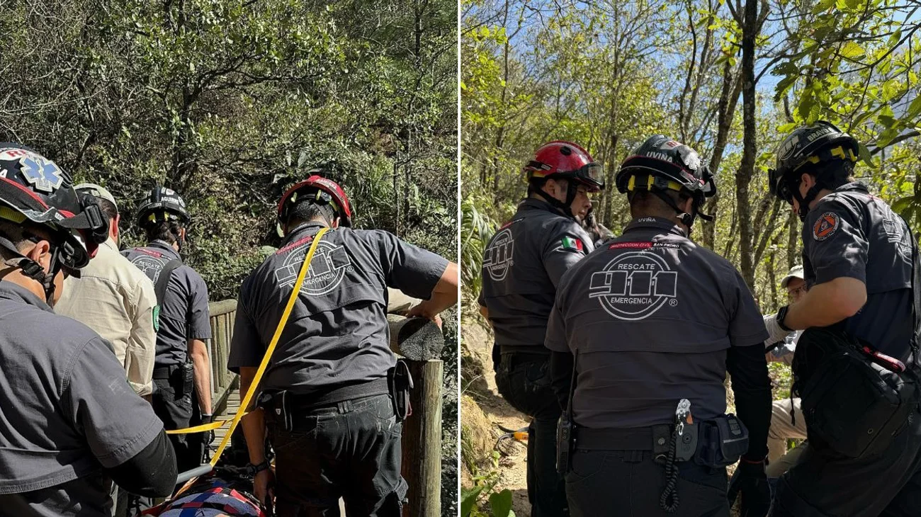 Protección Civil Rescata a hombre lesionado en Chipinque