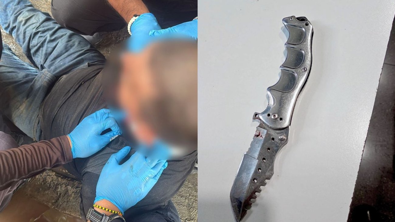 Policías aseguran a hombre armado con cuchillo en La Rosita