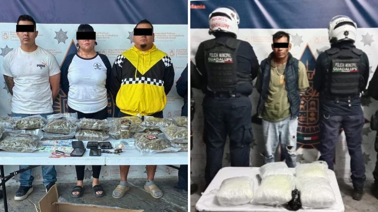 Detienen a cuatro personas en operativos en Guadalupe