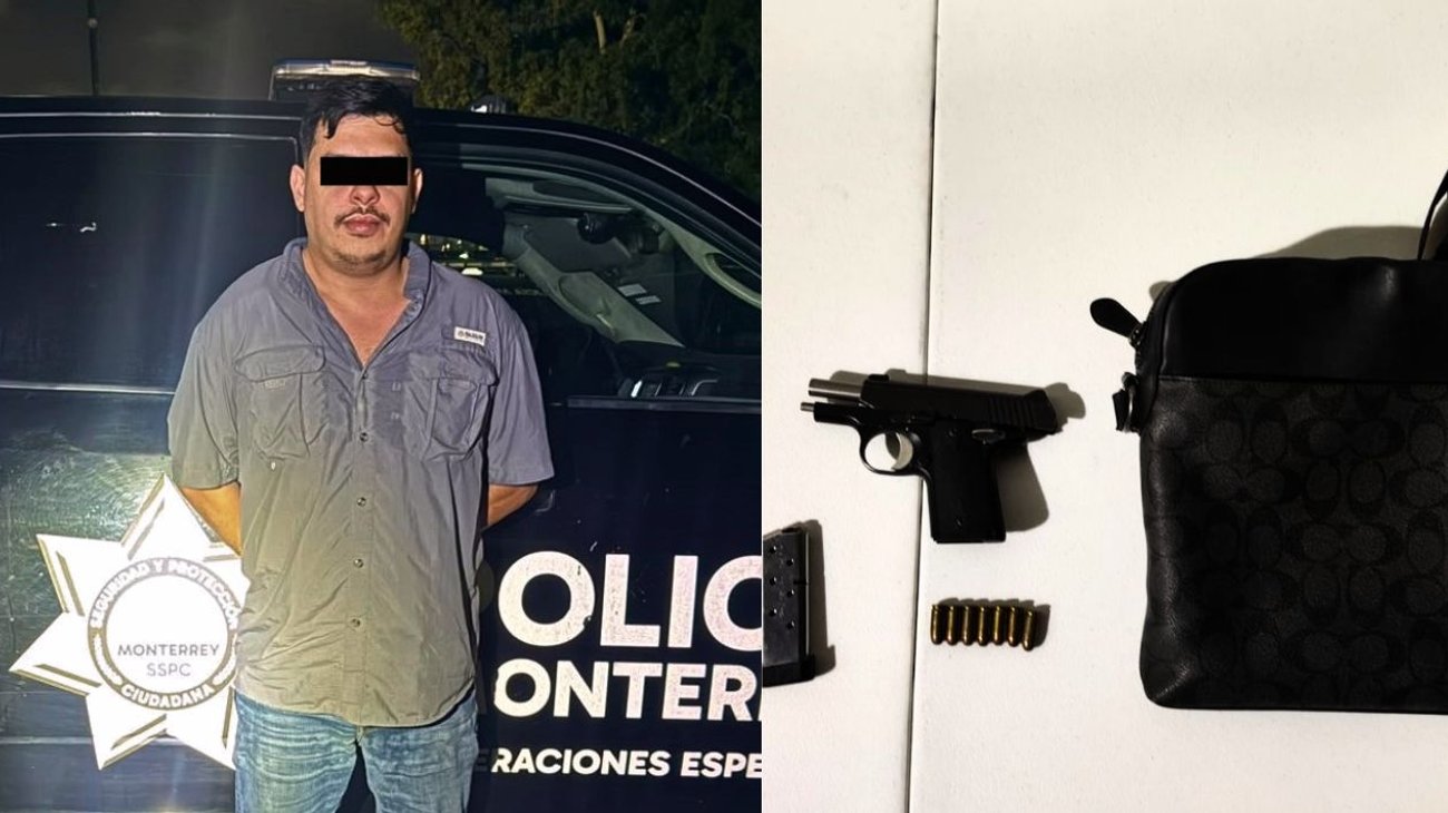 Detenido con arma de fuego y cocaína en Monterrey