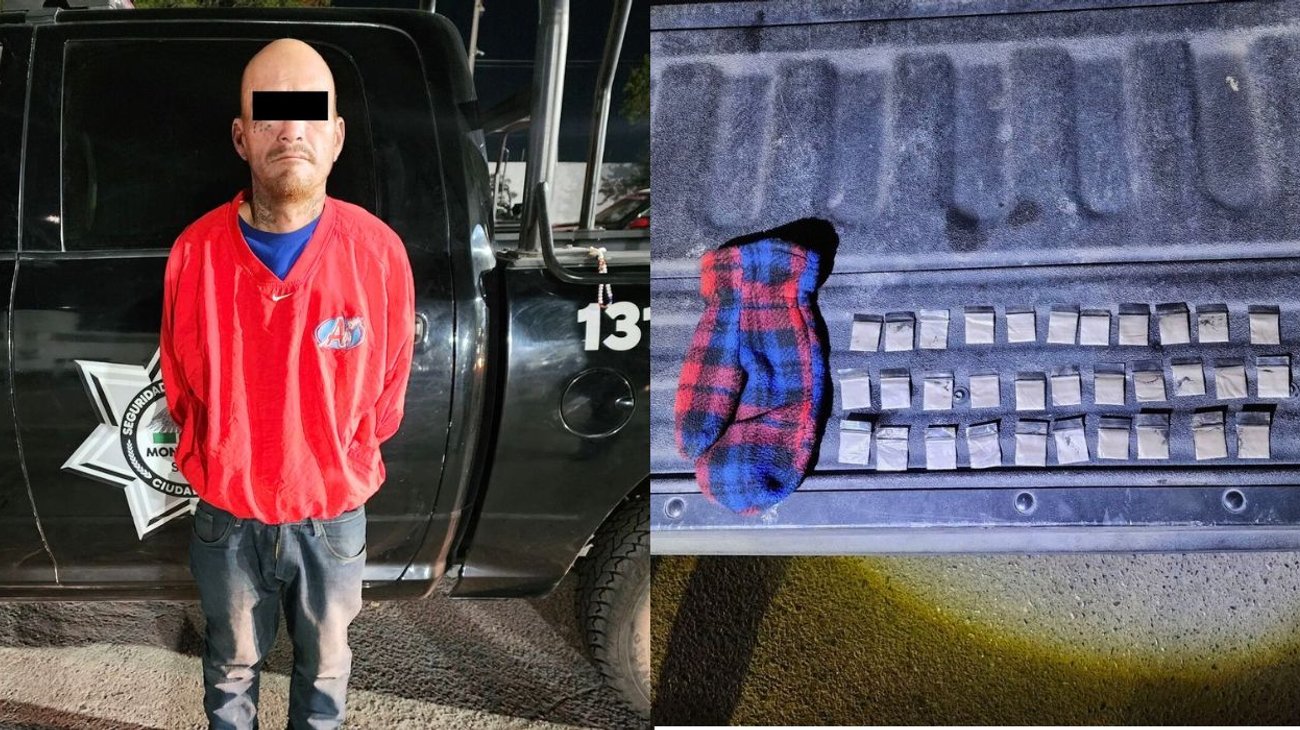 Detenido con 32 envoltorios de cocaína en polvo en Monterrey