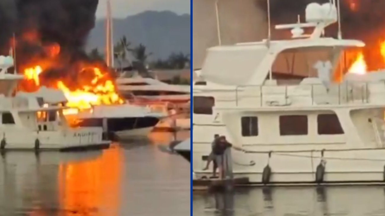 Marina controla incendio de embarcación en Puerto Vallarta
