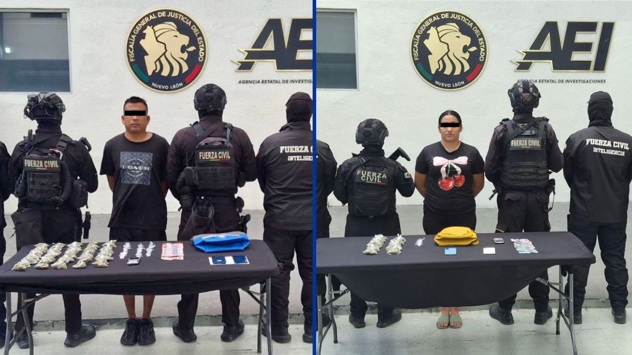 Caen dos con droga en operativos al norte de Monterrey