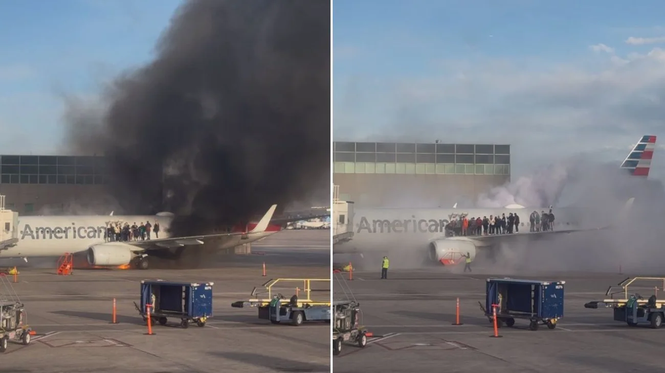 Se incendia avión de American Airlines con 178 pasajeros a bordo