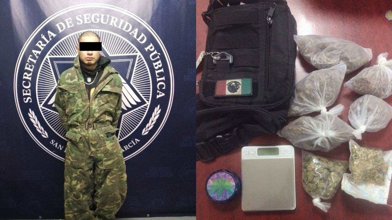 Cae hombre con moto y bolsas con droga en San Pedro