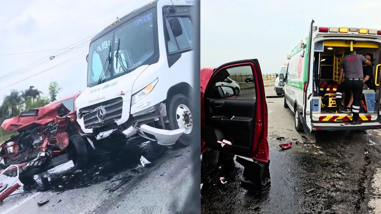 Camión y camioneta chocan en Apodaca; reportan lesionados