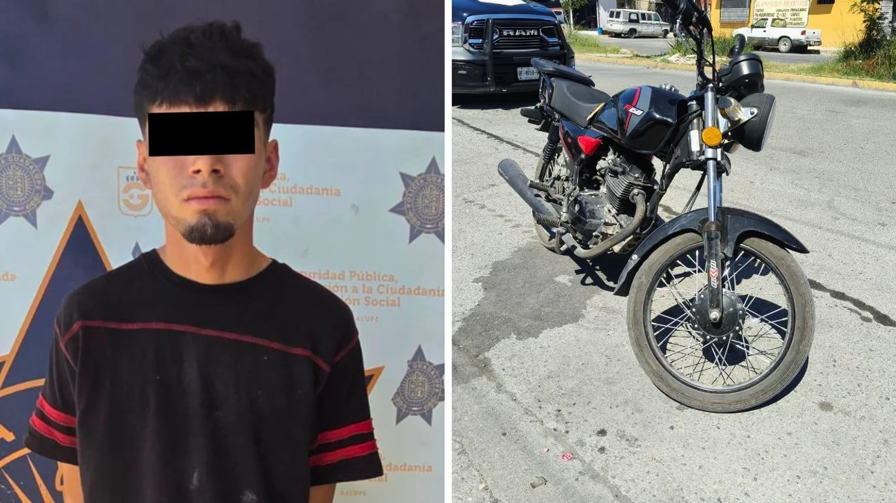 Detienen a hombre en motocicleta robada; también le hallan droga